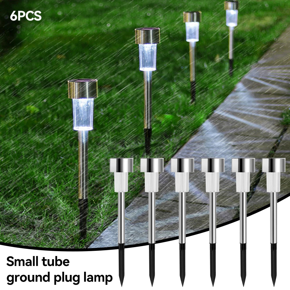 6 Pack Solar Outdoor Lights Stainless Steel Garden Light LED For  Landscape Lighting Pathway Decor Walkway Lawn Patio Yard