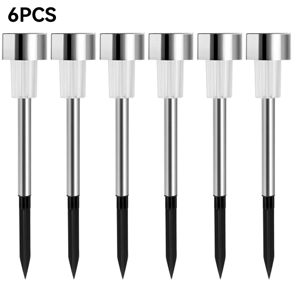 6 Pack Solar Outdoor Lights Stainless Steel Garden Light LED For  Landscape Lighting Pathway Decor Walkway Lawn Patio Yard