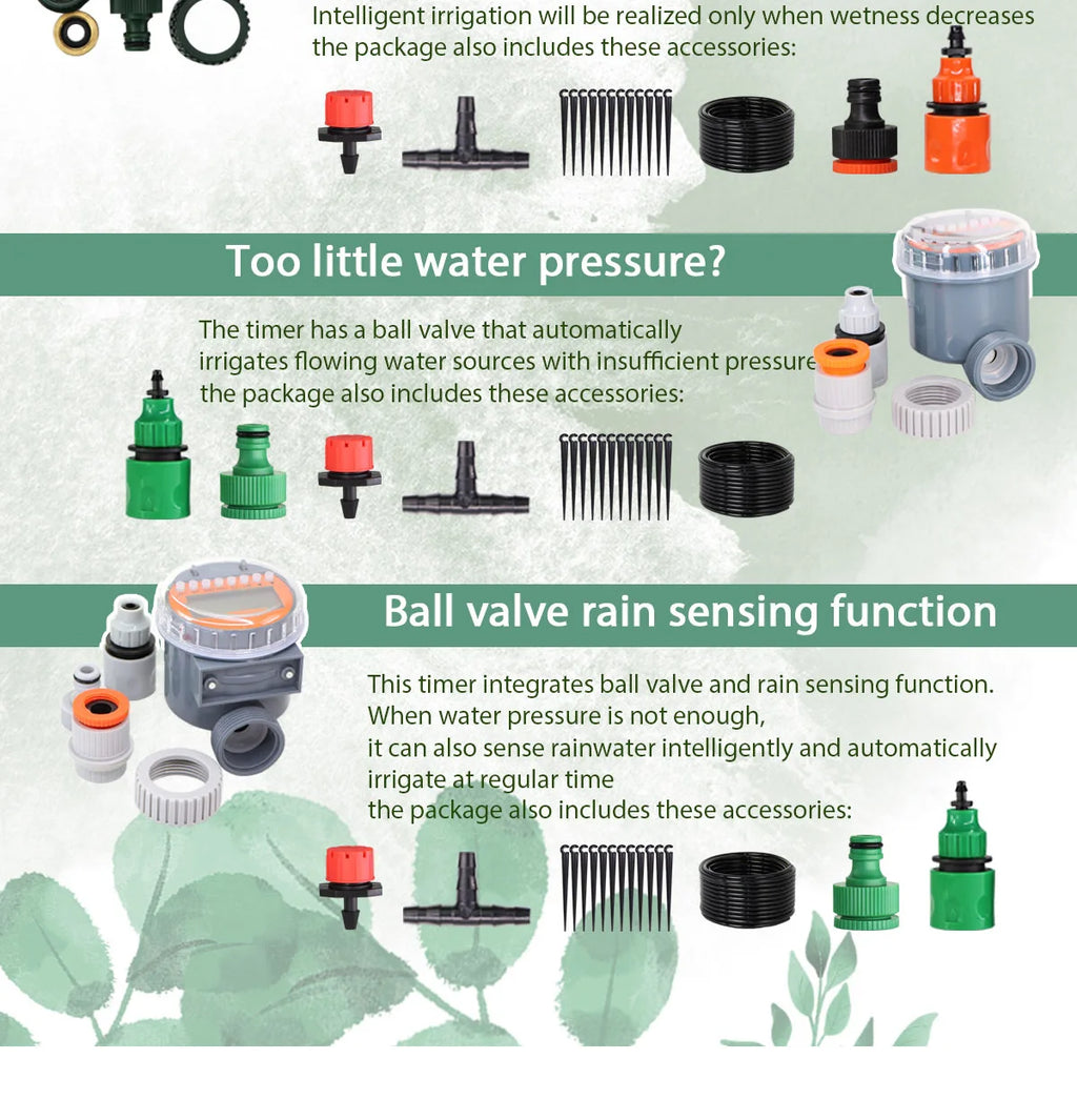 MUCIAKIE 50M-5M DIY Drip Irrigation System Automatic Watering Garden Hose Micro Drip Watering Kits with Adjustable Drippers