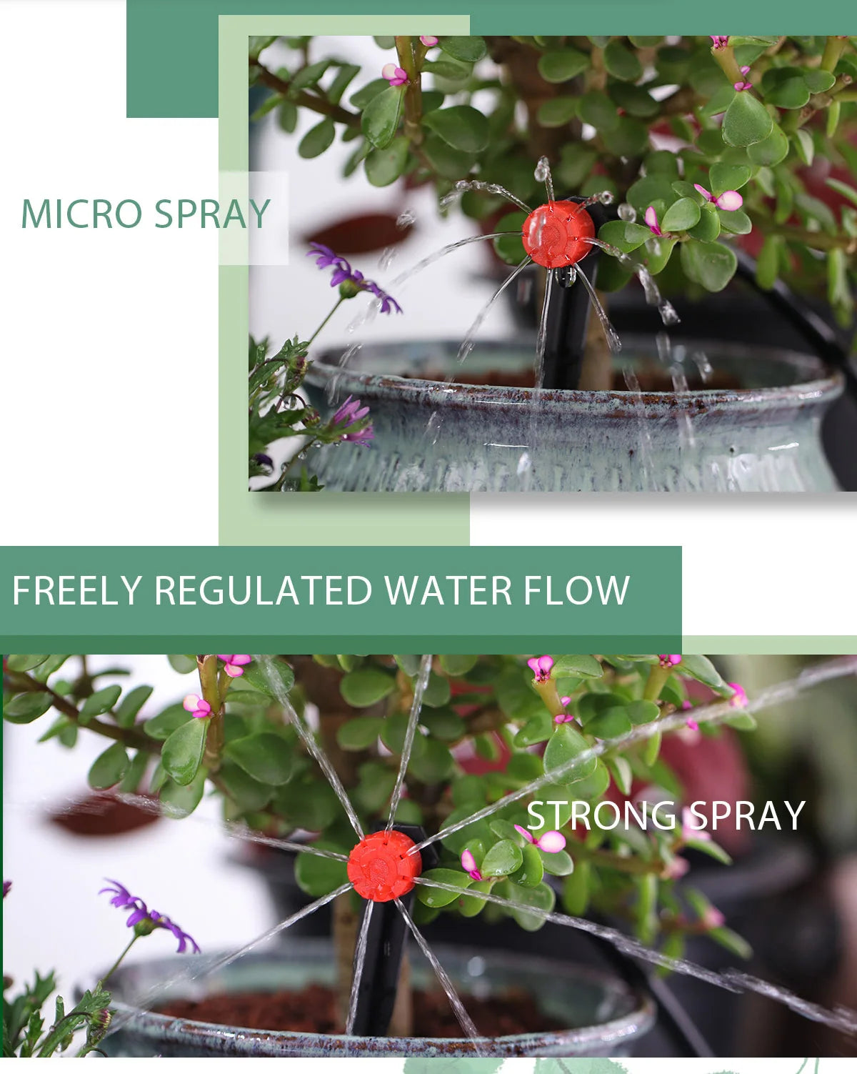 MUCIAKIE 50M-5M DIY Drip Irrigation System Automatic Watering Garden Hose Micro Drip Watering Kits with Adjustable Drippers