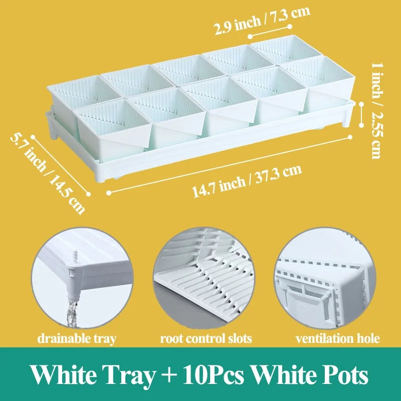 Meshpot 2 3 4 Inches Square Plastic Succulents Planter Pots With Tray Set,Nursery Pot Cactus Plant Pot Garden Pot