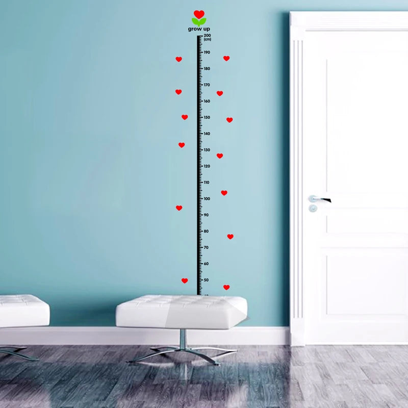 Love Heart Height Measure Wall Stickers Home Decor DIY Simple Chart Ruler Decoration For Kids Rooms Decals Wall Art 20-200cm