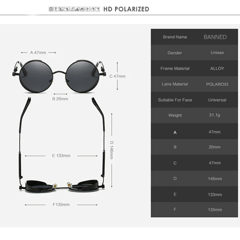 2022 HD Polarized Round Metal Sunglasses UV400 Men's Sun glasses Feminin Women's Vintage Gafas De Sol Metal Goggles With box