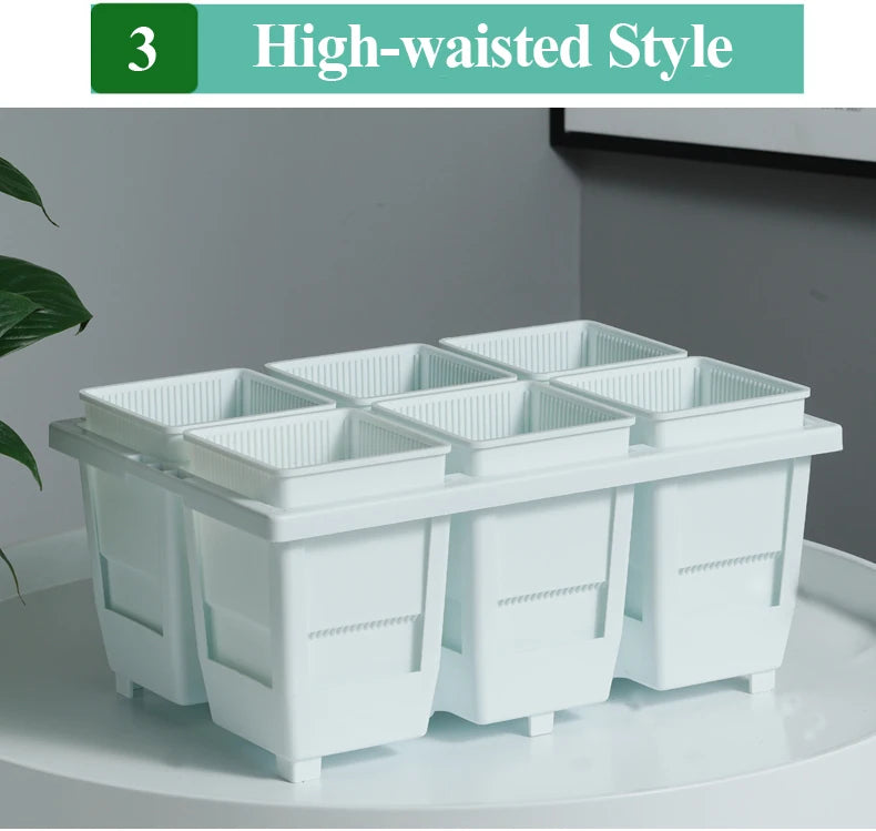 Meshpot 2 3 4 Inches Square Plastic Succulents Planter Pots With Tray Set,Nursery Pot Cactus Plant Pot Garden Pot
