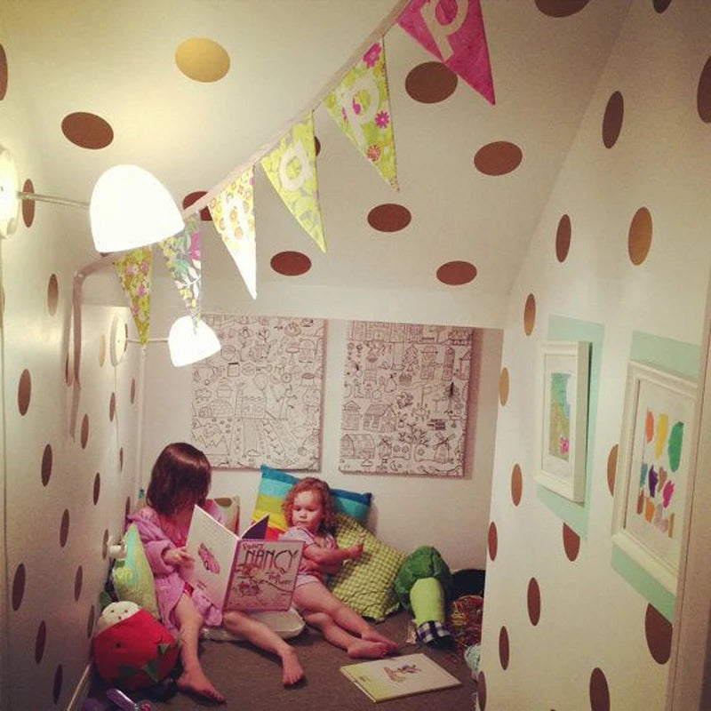 Gold Dots Wall Sticker Removable Kids Room Home Decoration Decals Golden DIY Dot Combination Children Bedroom Home Decor Mural