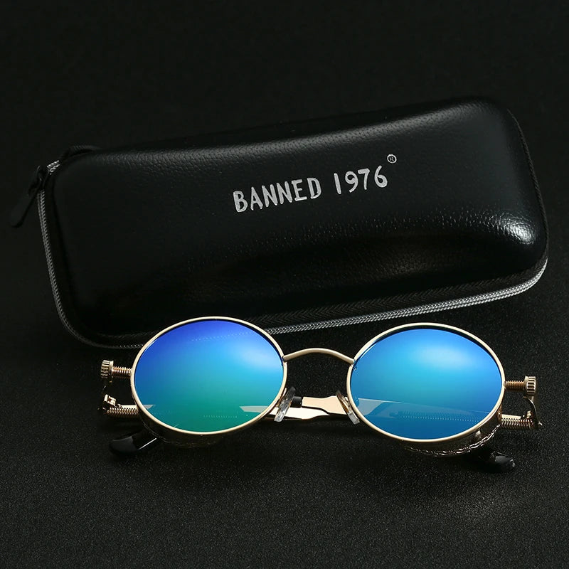 2022 HD Polarized Round Metal Sunglasses UV400 Men's Sun glasses Feminin Women's Vintage Gafas De Sol Metal Goggles With box