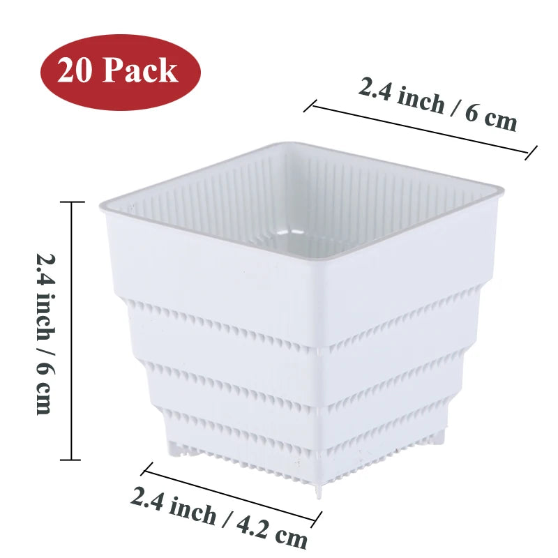 Meshpot 2 3 4 Inches Square Plastic Succulents Planter Pots With Tray Set,Nursery Pot Cactus Plant Pot Garden Pot