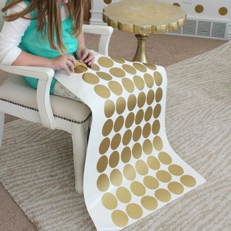 Gold Dots Wall Sticker Removable Kids Room Home Decoration Decals Golden DIY Dot Combination Children Bedroom Home Decor Mural