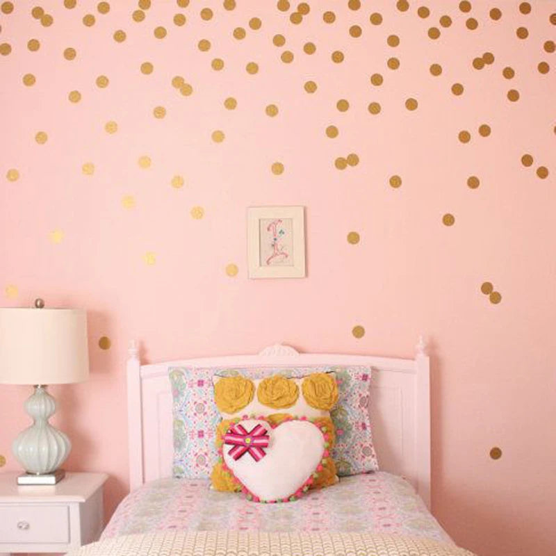 Gold Dots Wall Sticker Removable Kids Room Home Decoration Decals Golden DIY Dot Combination Children Bedroom Home Decor Mural