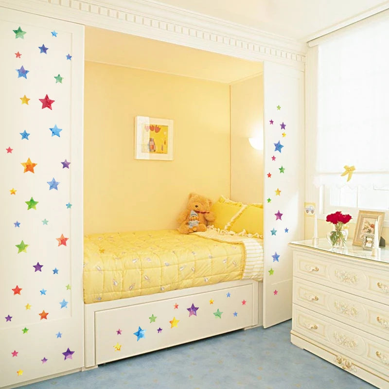 Rainbow Color Dots Star Wall Sticker For Kids Room Children Home Decor Decals Creative Removable Living Room DIY Vinyl Stickers