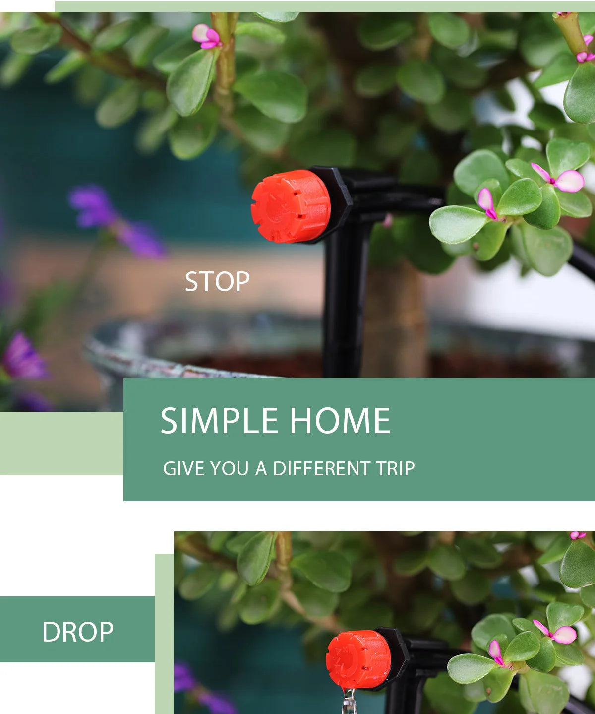 MUCIAKIE 50M-5M DIY Drip Irrigation System Automatic Watering Garden Hose Micro Drip Watering Kits with Adjustable Drippers