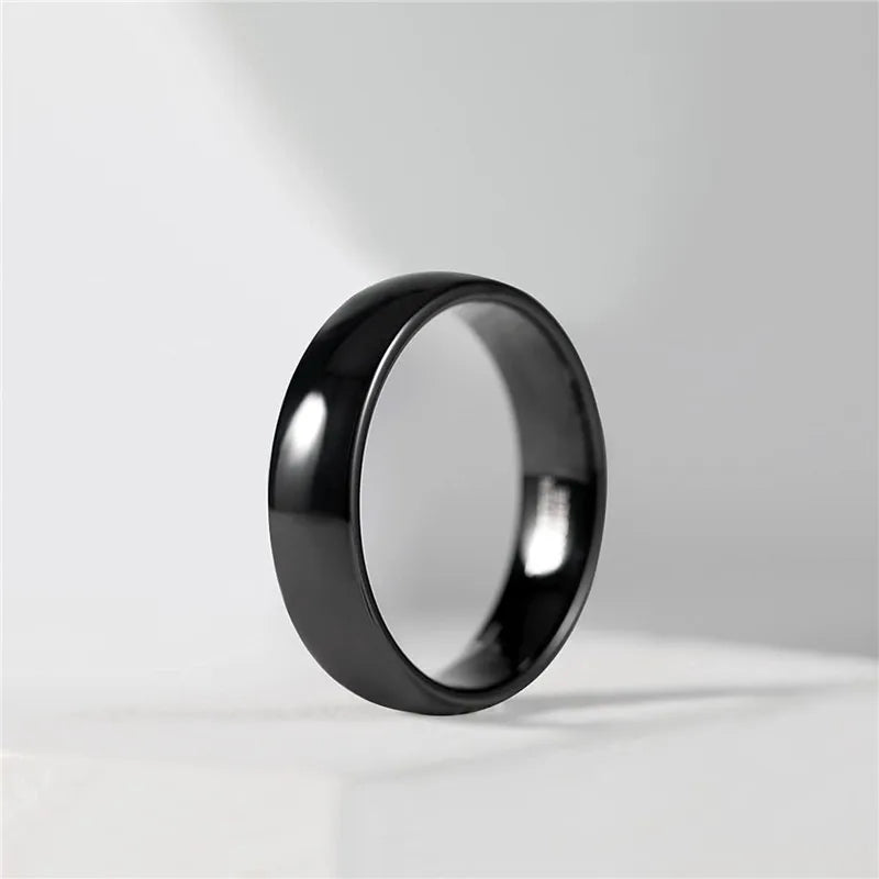 TIGRADE 2/4/6/8mm Black Ring Men Women Polished Tungsten Carbide Wedding Band Engagement Ring Unisex Lover Name/Date Engraving