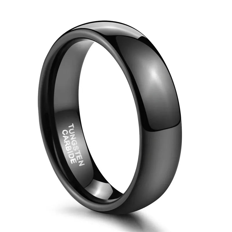 TIGRADE 2/4/6/8mm Black Ring Men Women Polished Tungsten Carbide Wedding Band Engagement Ring Unisex Lover Name/Date Engraving