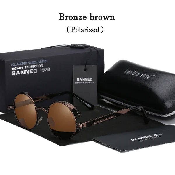 2022 HD Polarized Round Metal Sunglasses UV400 Men's Sun glasses Feminin Women's Vintage Gafas De Sol Metal Goggles With box