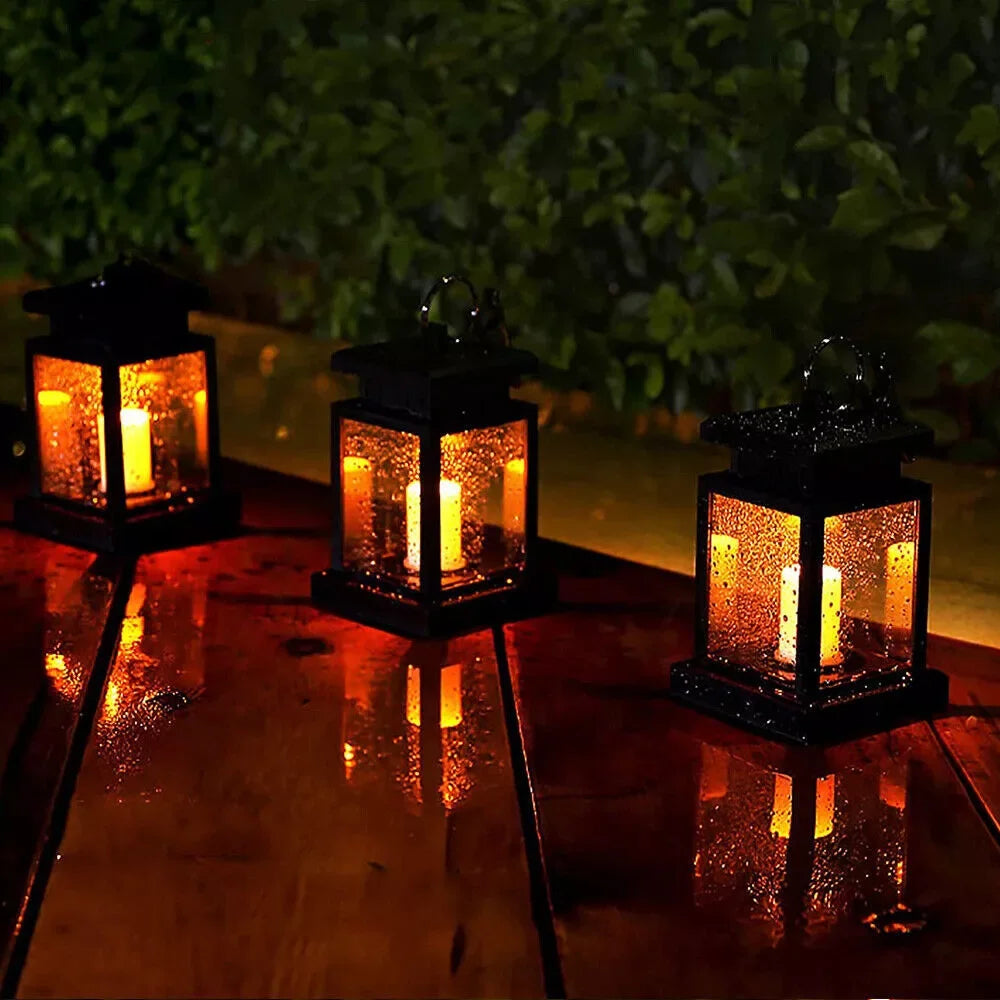 LED Solar Powered Candle Light Yard Palace Lantern Hanging Outdoor Garden Deco