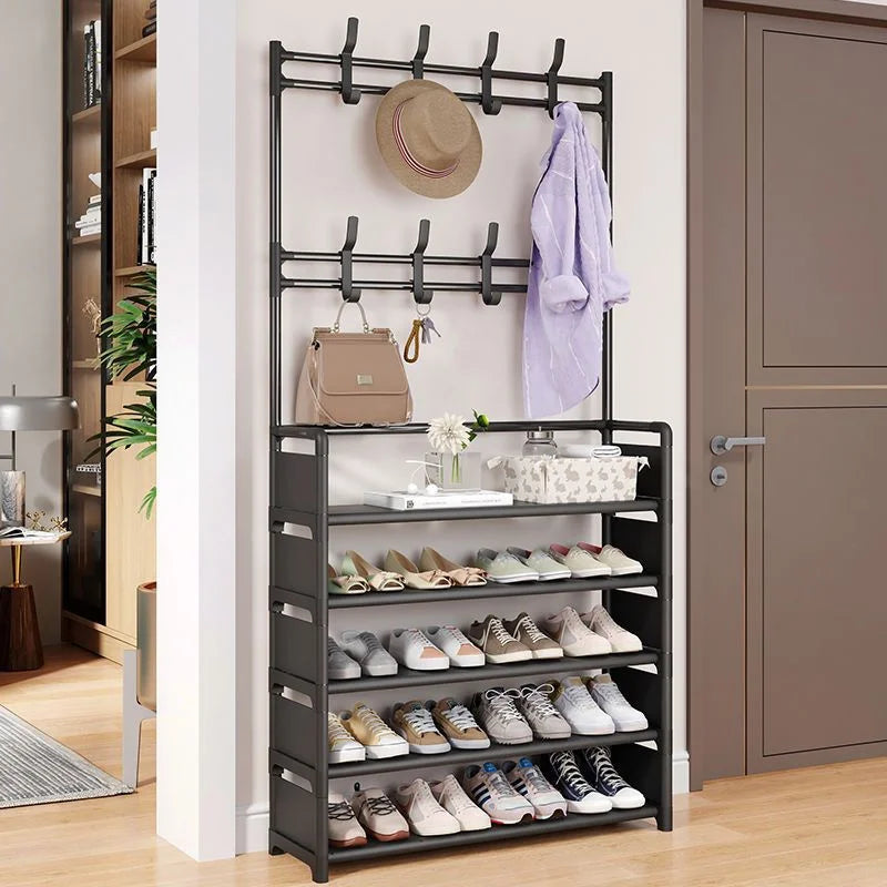 2025 New Shoe Rack With Hanging Hooks Space Saving Storage Organizer For Shoes Coats Hats Closet Clothes Hanger Home Shoes Shelf