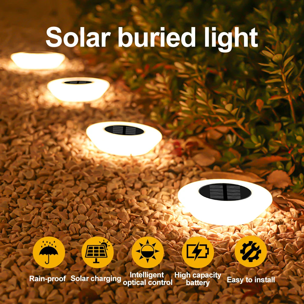 4PCS LED Solar Ground Lights Outdoor Waterproof Villa Landscape Lighting Decorative Floor Lamps for Garden Park Lawn Light