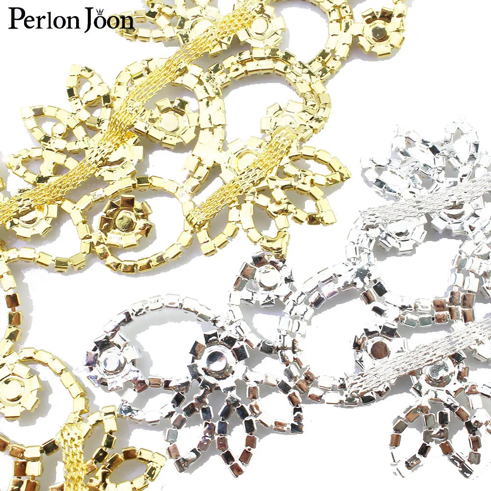 6*4.2in  Ab Crystal collar Rhinestone sew-on necklace adornment for Wedding Dress Skirt Flashing  Clothing Accessories YL012