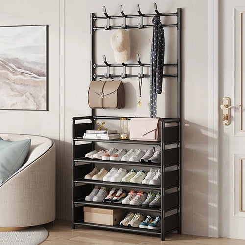 2025 New Shoe Rack With Hanging Hooks Space Saving Storage Organizer For Shoes Coats Hats Closet Clothes Hanger Home Shoes Shelf
