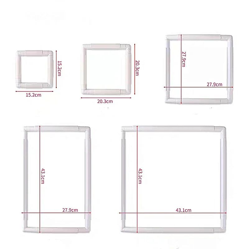 5 size Square Shape Embroidery Frame Set Plastic Cross Stitch Craft Tool Sewing Tools Handhold Frame Hoop Sewing Craft DIY Tools