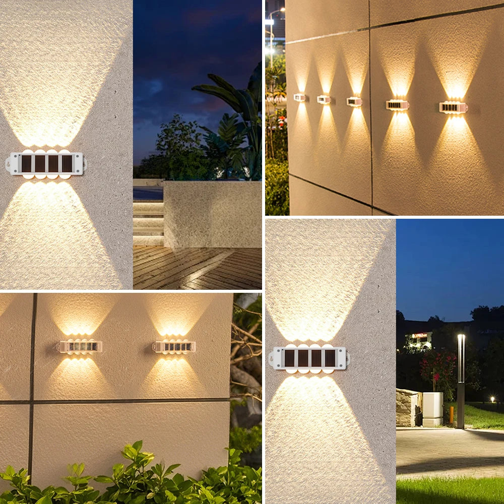 Up and Down LED Wall Lamp Waterproof Solar Wall Light For  Outdoor Hallway Garden Fence Yard Sunlights Lighting Decoration