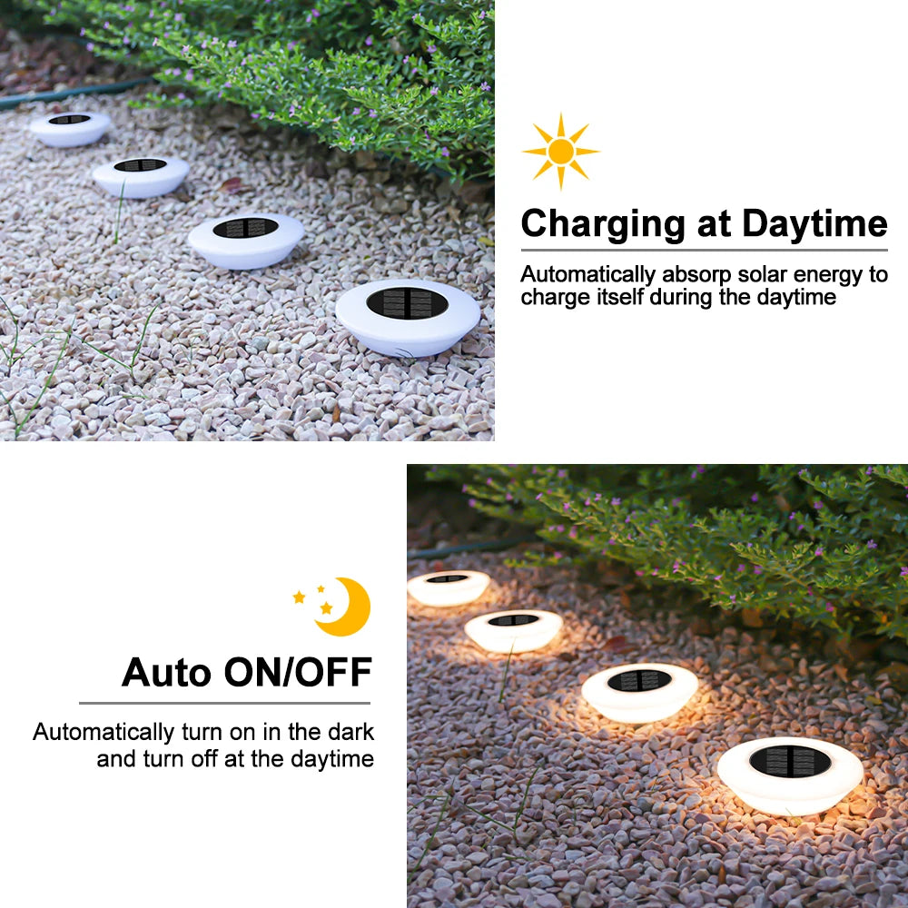 4PCS LED Solar Ground Lights Outdoor Waterproof Villa Landscape Lighting Decorative Floor Lamps for Garden Park Lawn Light