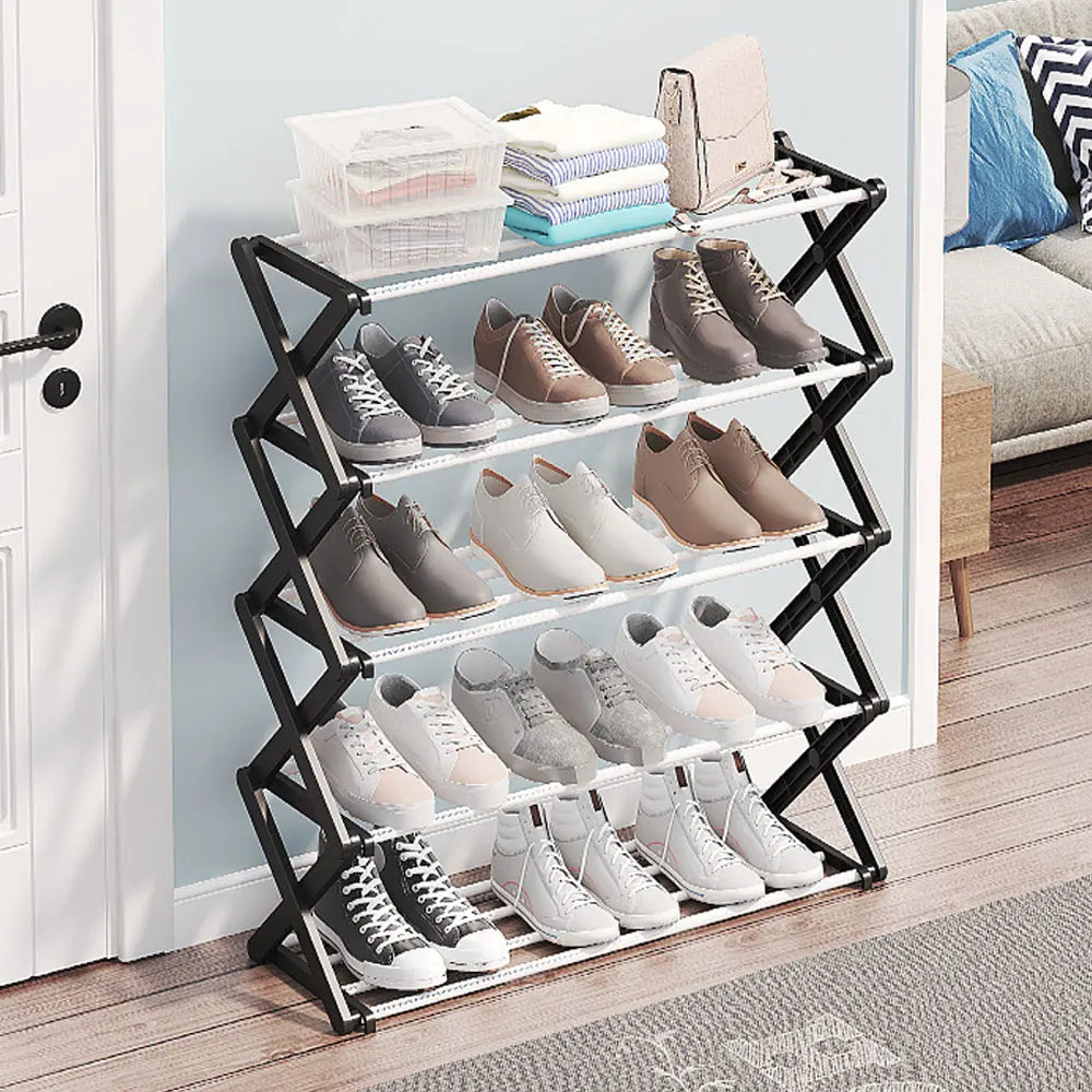 3/4/5-layer modern foldable simple metal shoe rack entrance door shoe cabinet free installation dormitory home shoe storage