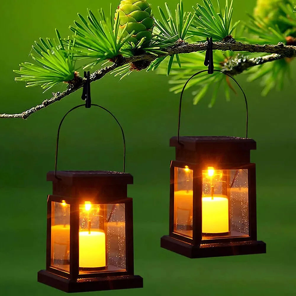 LED Solar Powered Candle Light Yard Palace Lantern Hanging Outdoor Garden Deco