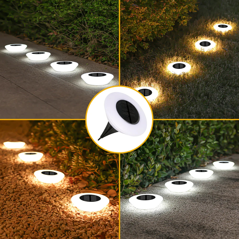 4PCS LED Solar Ground Lights Outdoor Waterproof Villa Landscape Lighting Decorative Floor Lamps for Garden Park Lawn Light