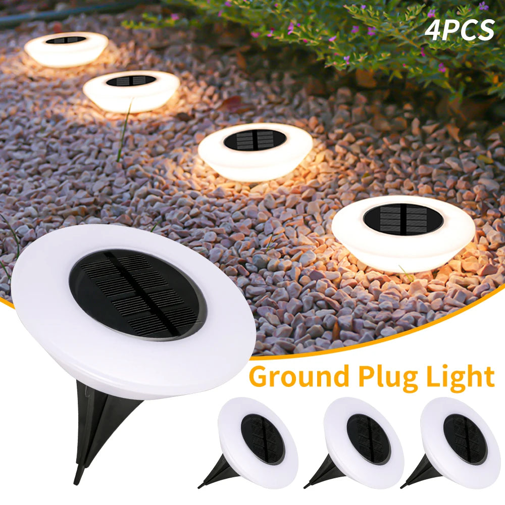 4PCS LED Solar Ground Lights Outdoor Waterproof Villa Landscape Lighting Decorative Floor Lamps for Garden Park Lawn Light