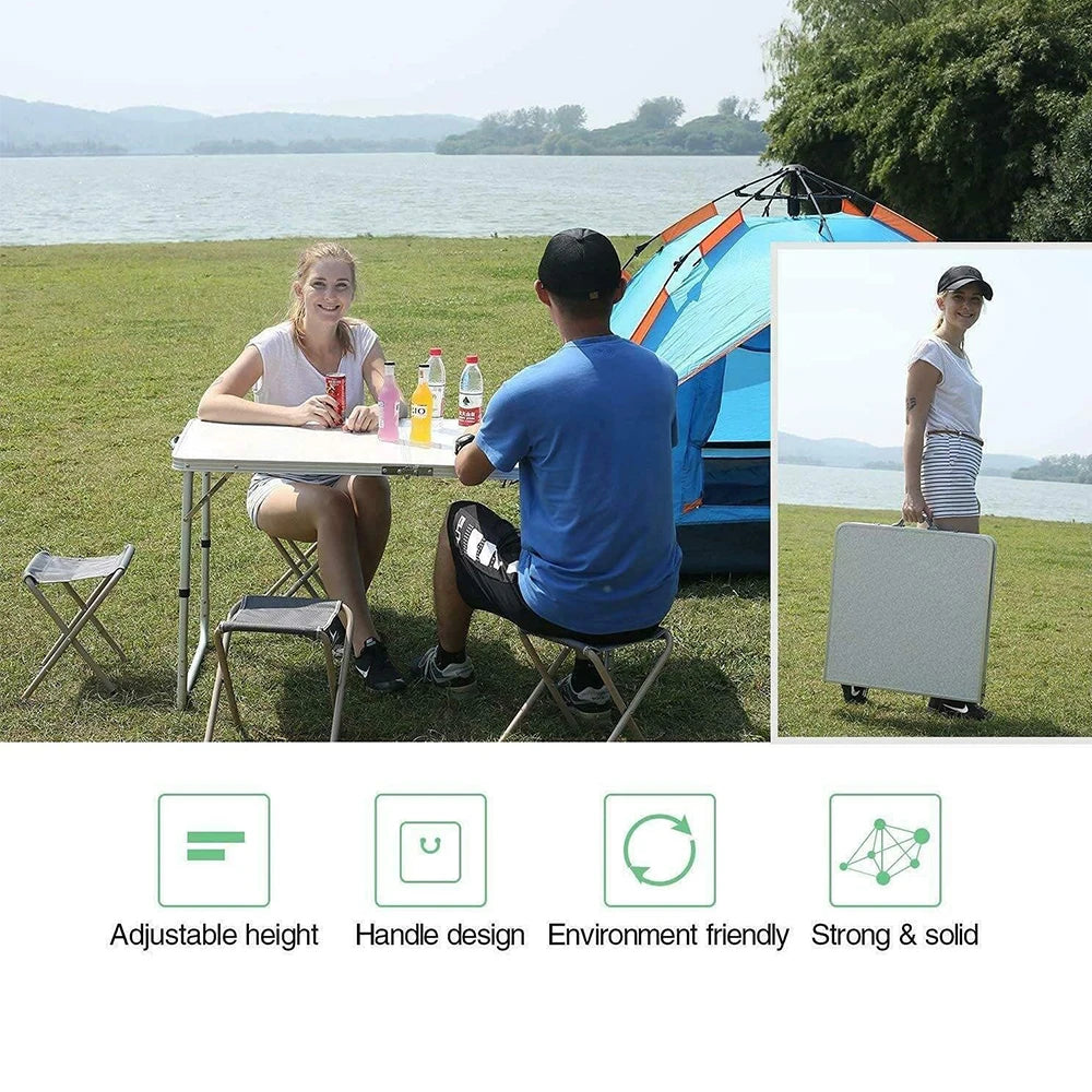 120cm Folding Picnic Table, Aluminum Alloy Camping Table that Fold Up,Portable Fold Away Garden Beach Barbecue BBQ Table,Outdoor