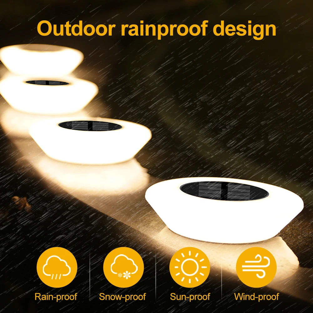 4PCS LED Solar Ground Lights Outdoor Waterproof Villa Landscape Lighting Decorative Floor Lamps for Garden Park Lawn Light