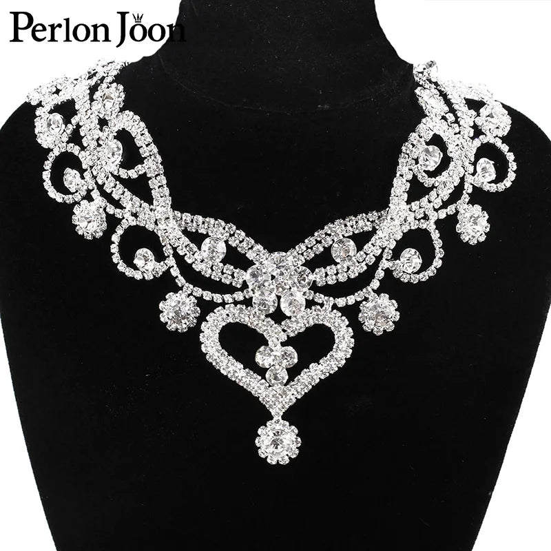 6*4.2in  Ab Crystal collar Rhinestone sew-on necklace adornment for Wedding Dress Skirt Flashing  Clothing Accessories YL012