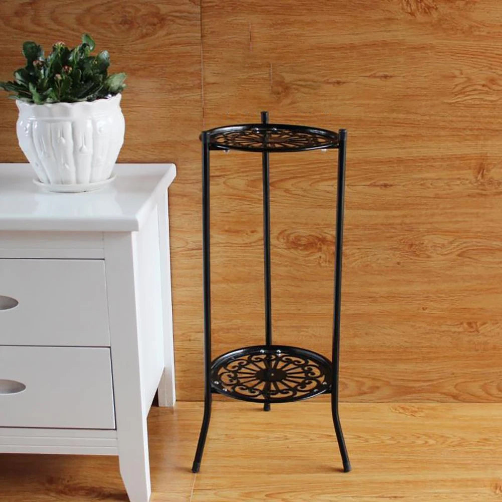 Retro 2-layer metal plant pot rack potted plant display stand balcony garden plant rack