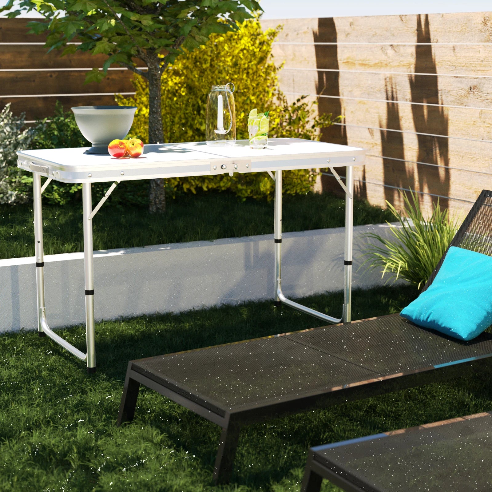 120cm Folding Picnic Table, Aluminum Alloy Camping Table that Fold Up,Portable Fold Away Garden Beach Barbecue BBQ Table,Outdoor