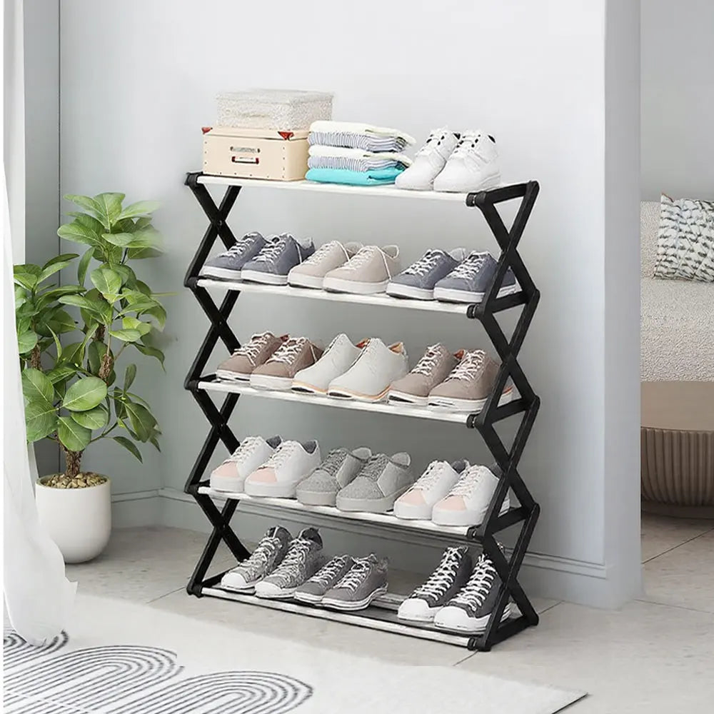 3/4/5-layer modern foldable simple metal shoe rack entrance door shoe cabinet free installation dormitory home shoe storage