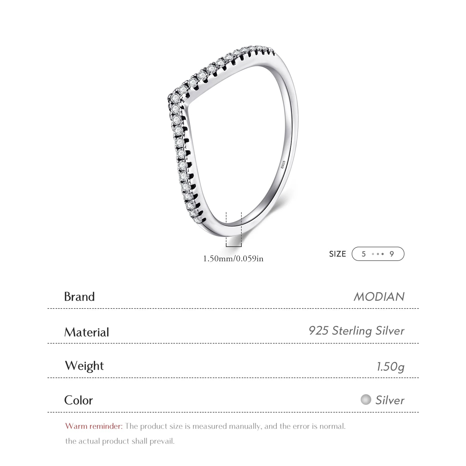 Modian 3 Style Real 925 Sterling Silver Stackable Simple Ring Clear CZ Fashion Instagram Jewelry For Women Couple Gift Rings