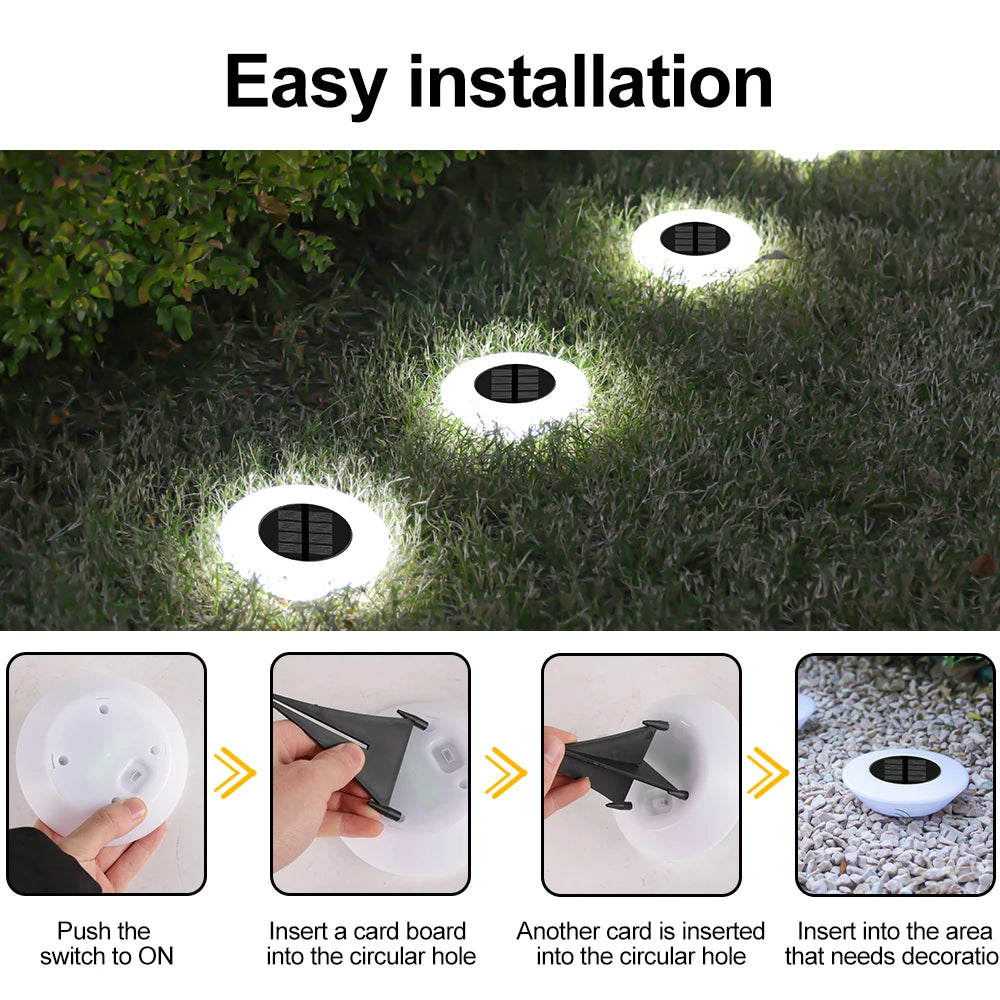 4PCS LED Solar Ground Lights Outdoor Waterproof Villa Landscape Lighting Decorative Floor Lamps for Garden Park Lawn Light